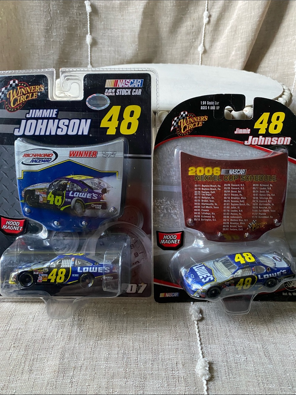 #48 Lowe's Blue NASCAR Die-Cast Toy Cars & Hood Magnets